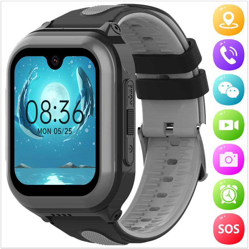 Montre connectée enfant avec carte SIM modèle Medusa 4G noir et gris