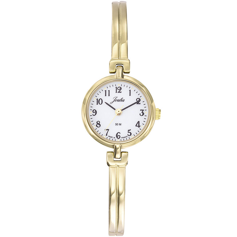 Montre fine pour femme dorée avec petit cadran de marque française Joalia