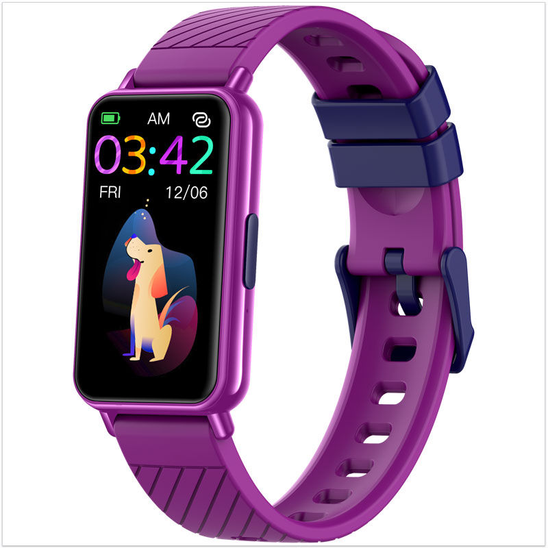 Montre connectée enfant violette avec fonction podomètre pour petite fille à partir de 6 ans