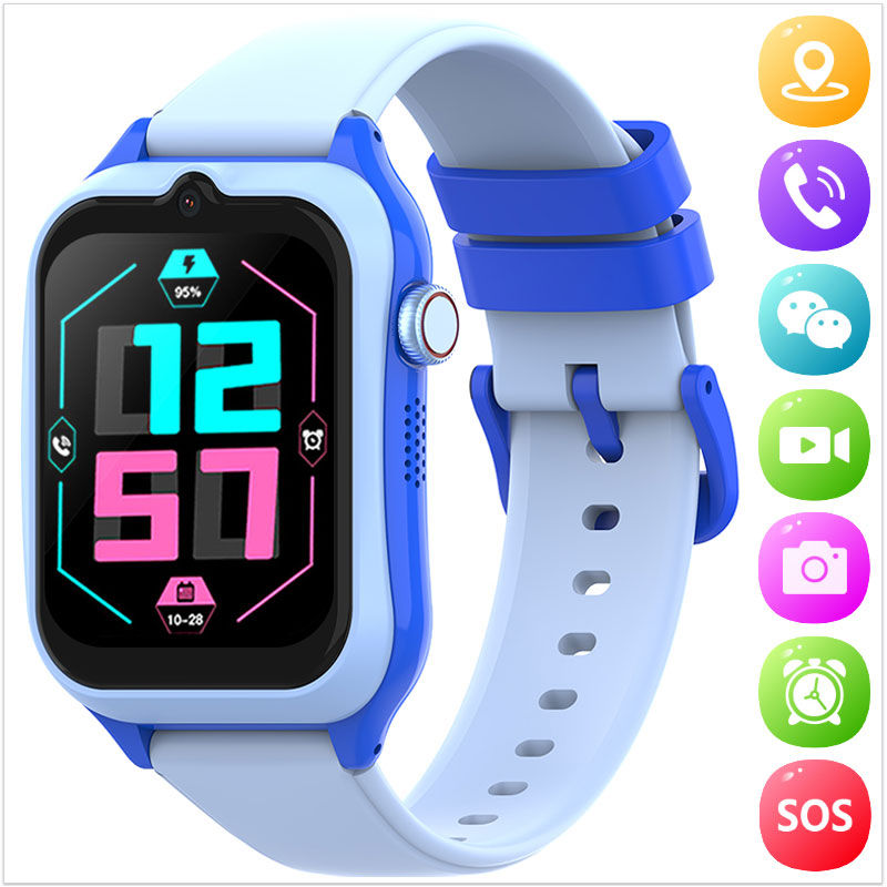 Montre GPS enfant avec bouton SOS Kids Watch 4G bleue