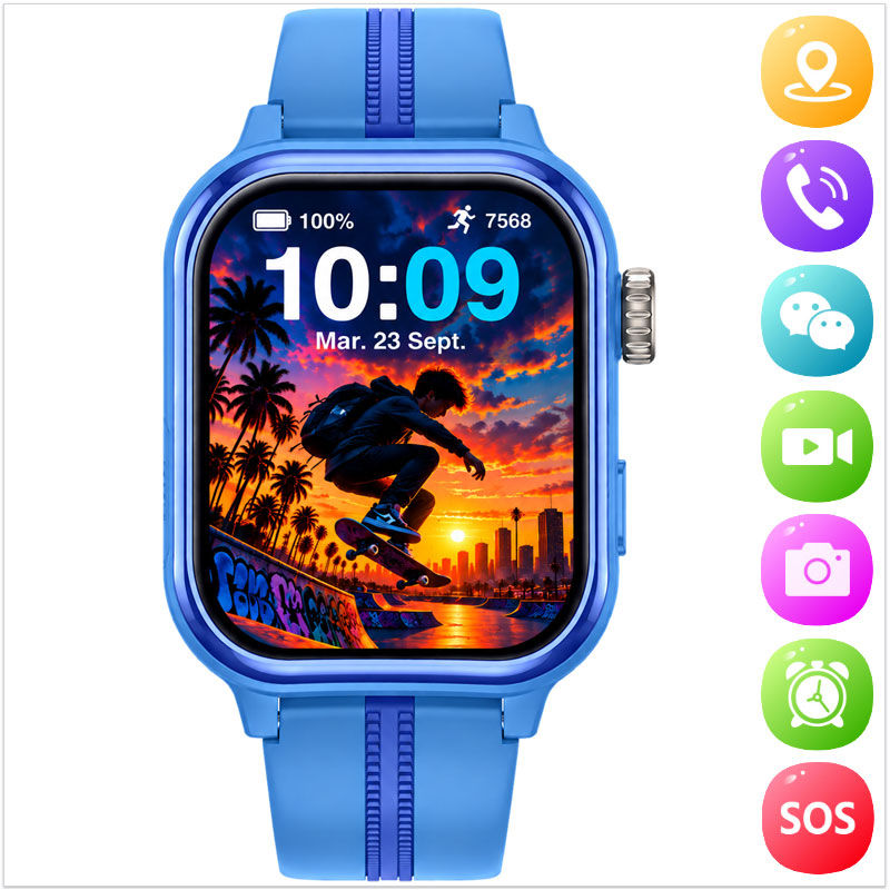 Montre connectée ado sans téléphone bleue avec caméra rotative et rétractable