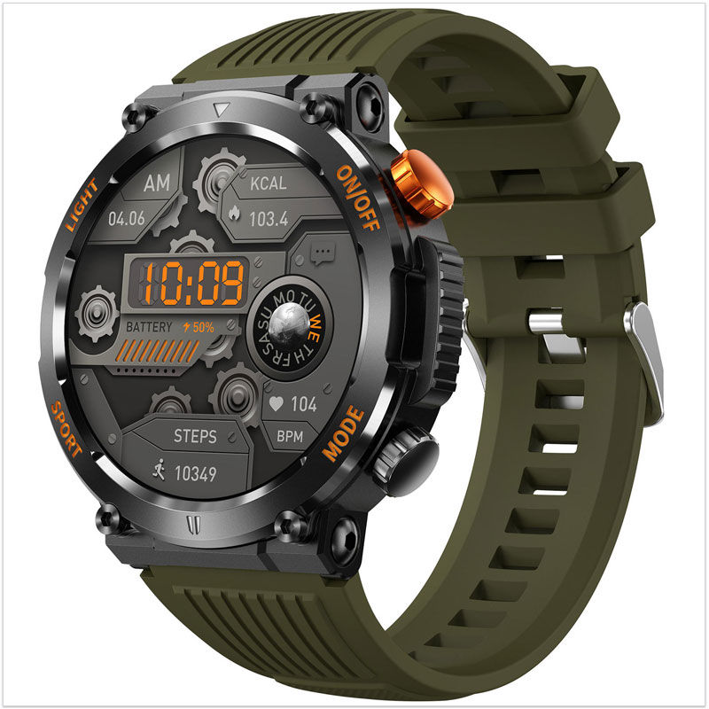 Montre ado garçon sport connectée avec bracelet vert kaki en silicone