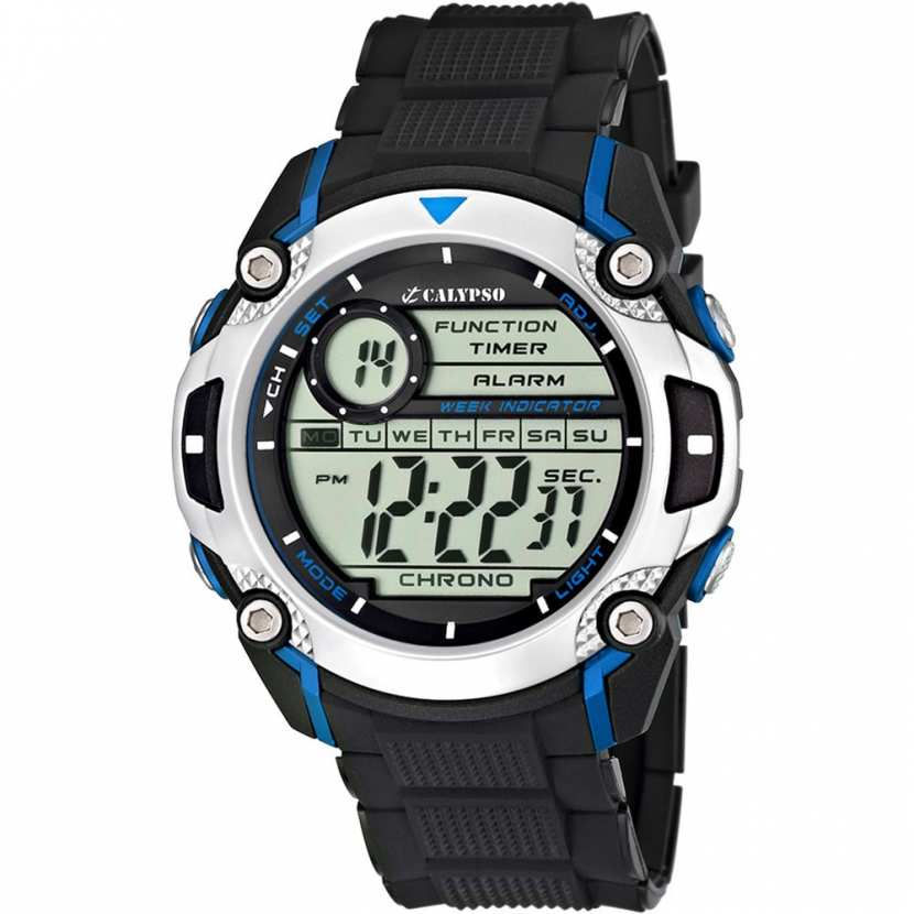 Montre écran digital homme noire étanche 10atm