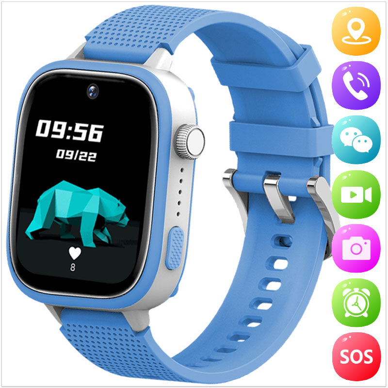 Montre connectée enfant bleue avec tracker GPS pour garçon ou fille de 8 à 12 ans