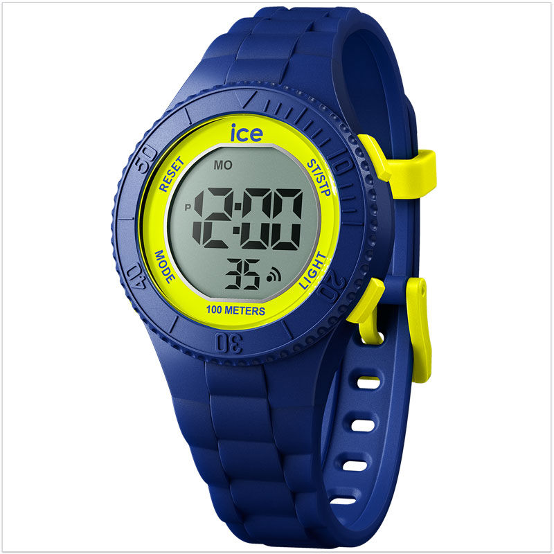 Montre digitale enfant Ice Watch bleue et jaune pour petit garçon