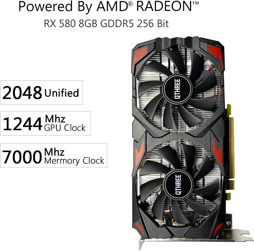 縮圖：QTHREE Radeon RX 580 8GB Graphics Card, 256Bit,2048SP,GDDR5,2XDP,HDMI Output,Com
