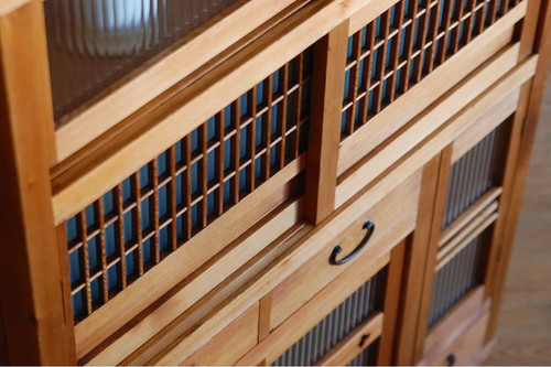 激渋！希少茶箪笥 値引き可能 モール硝子 美品 激渋！希少茶箪笥