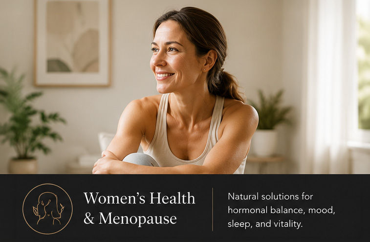 Women's Health and Menopause - a vibrant middle-aged woman in the acupuncture office