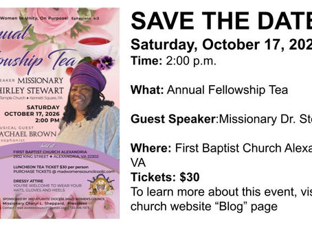 Annual Fellowship Tea Oct 17