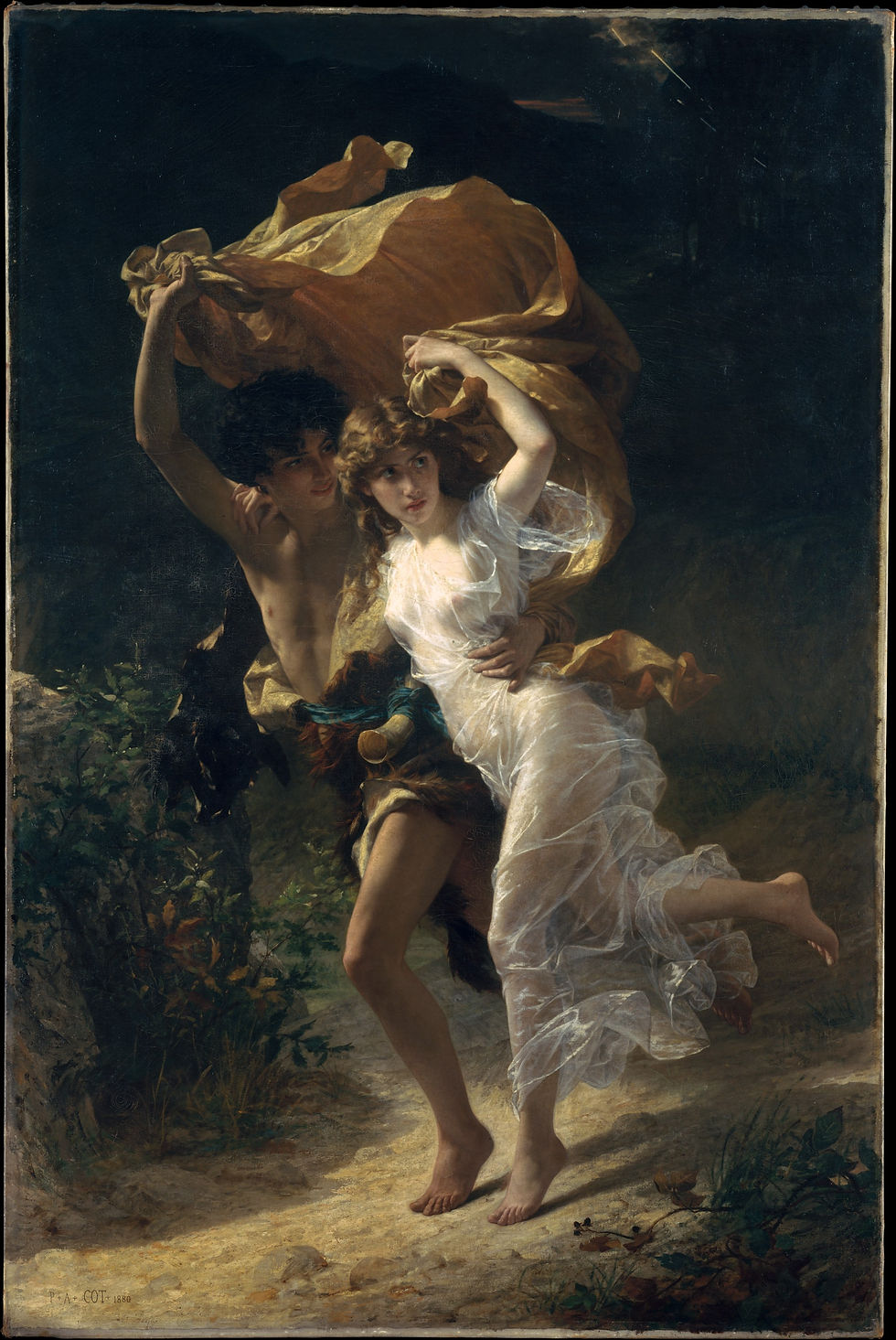 Pierre-Auguste Cot, The Storm, complete painting.