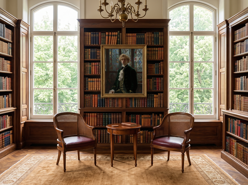 Nano Banana Pro mockup of "The Emerald Heir" in a traditional book-lined library