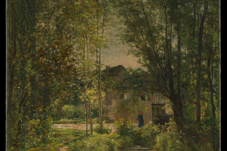 Charles-François Daubigny landscape with a sunlit stream and flickering brushwork.