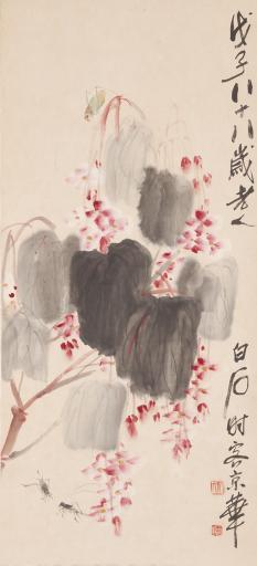 Qi Baishi, Flowers and Insects, 1948, ink and color on paper.