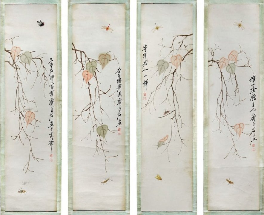 Qi Baishi, Leaves and Insects, ink and color painting on paper.
