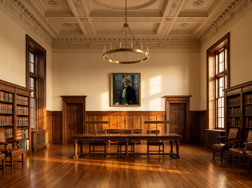 Nano Banana Pro mockup of "The Emerald Heir" displayed in a grand high-ceilinged reading room
