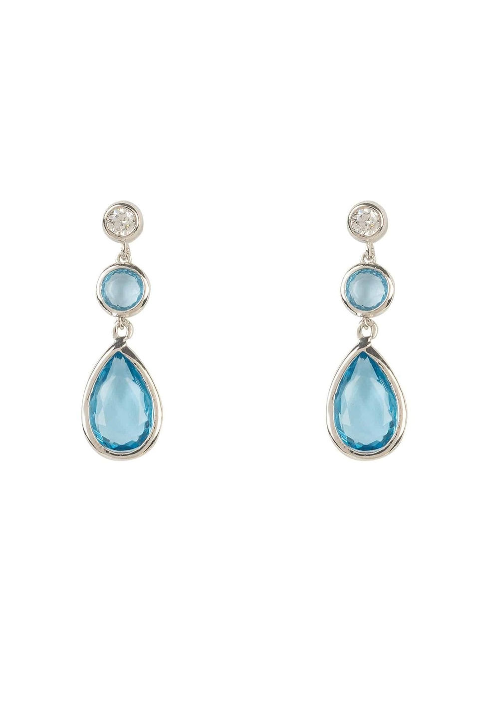 Tuscany Gemstone Drop Earring Silver Blue Topaz Hydro