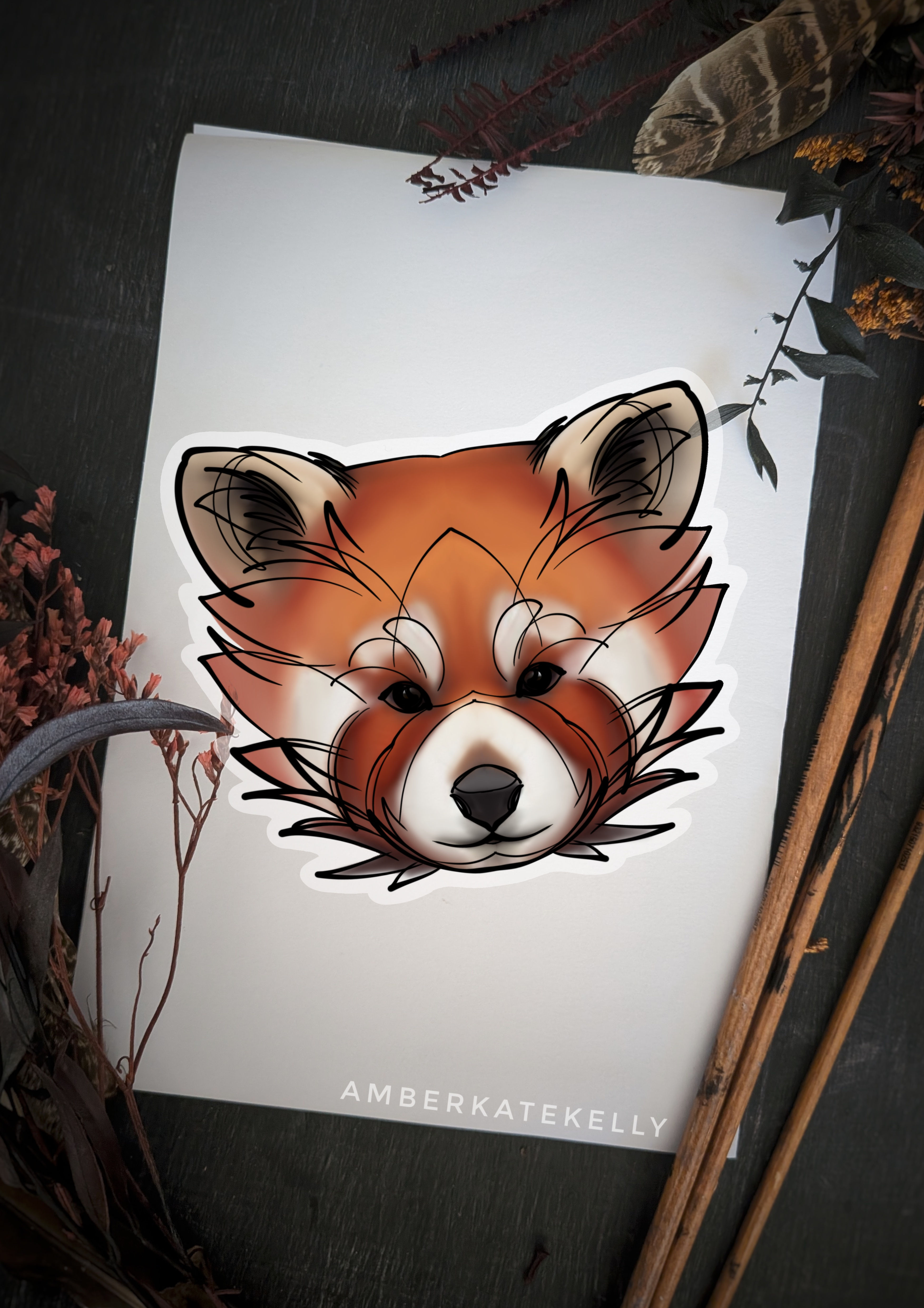 Red Panda Face Tattoo Design