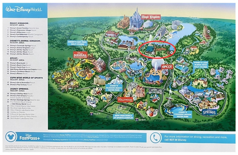 Walt Disney World map with Disney's Wilderness Lodge