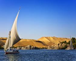 Felucca sailing boat down the Nile in Egypt 