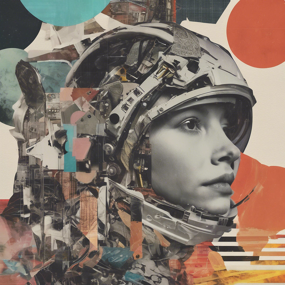 A digital image of a woman in space suit denoting the leap in technology