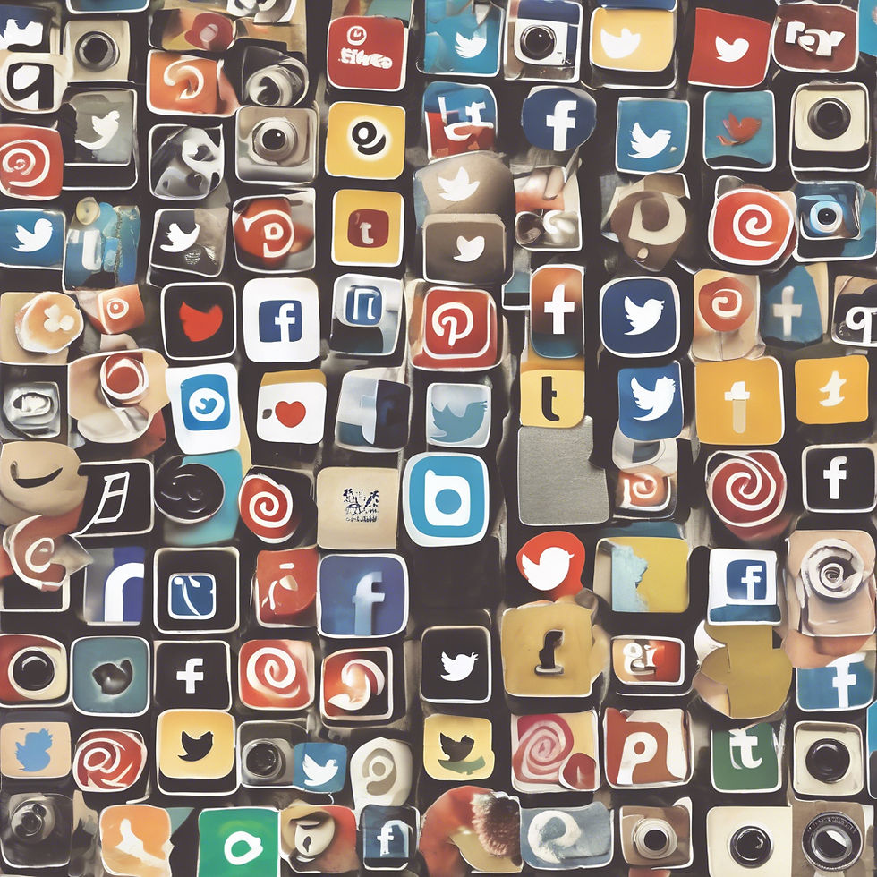 A collage of the logos of various social media websites