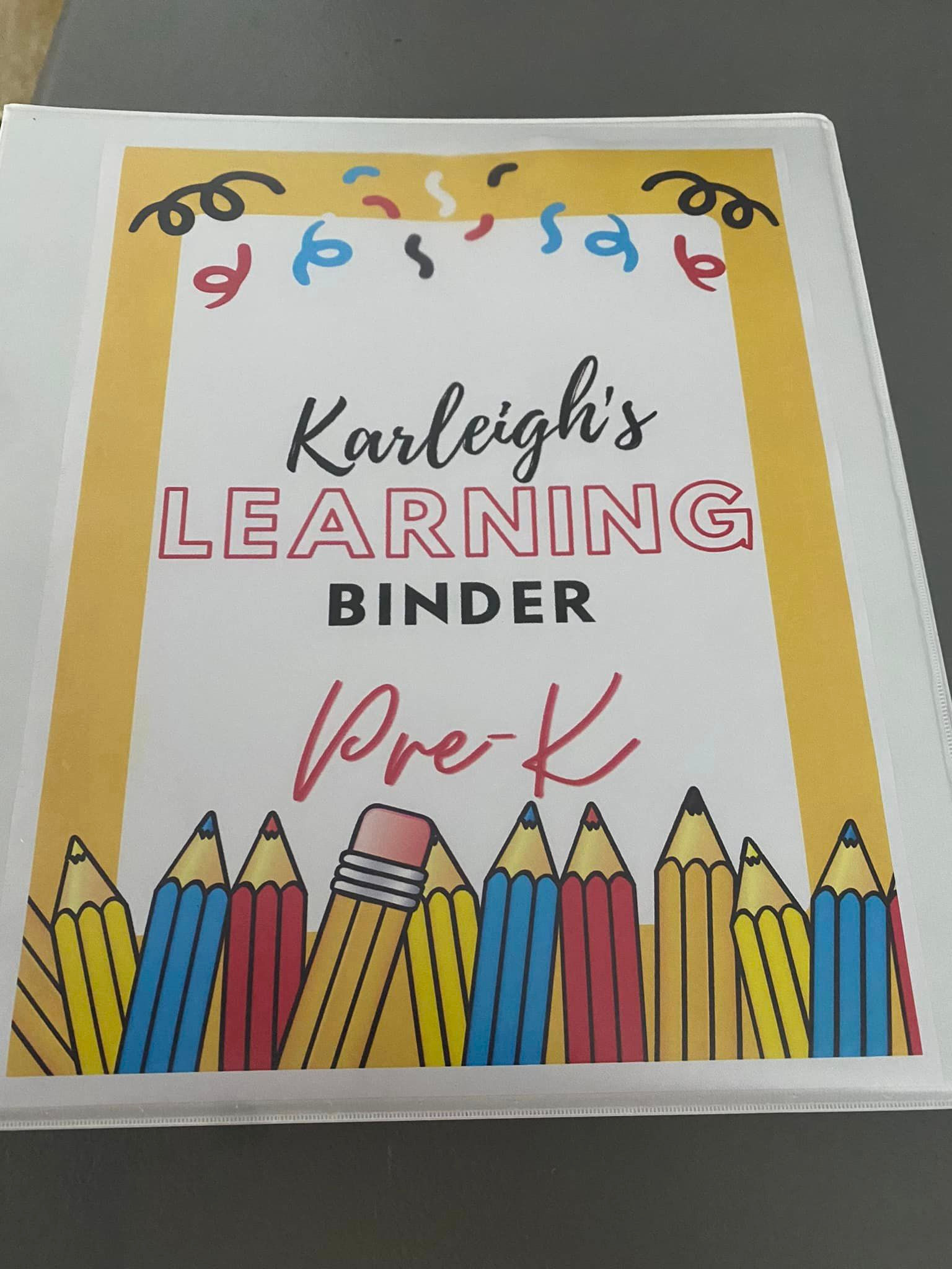 Pre-K Learning Binder