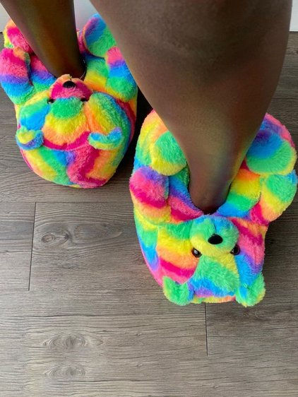 Thumbnail: Big Kids Teddy Bear Slippers