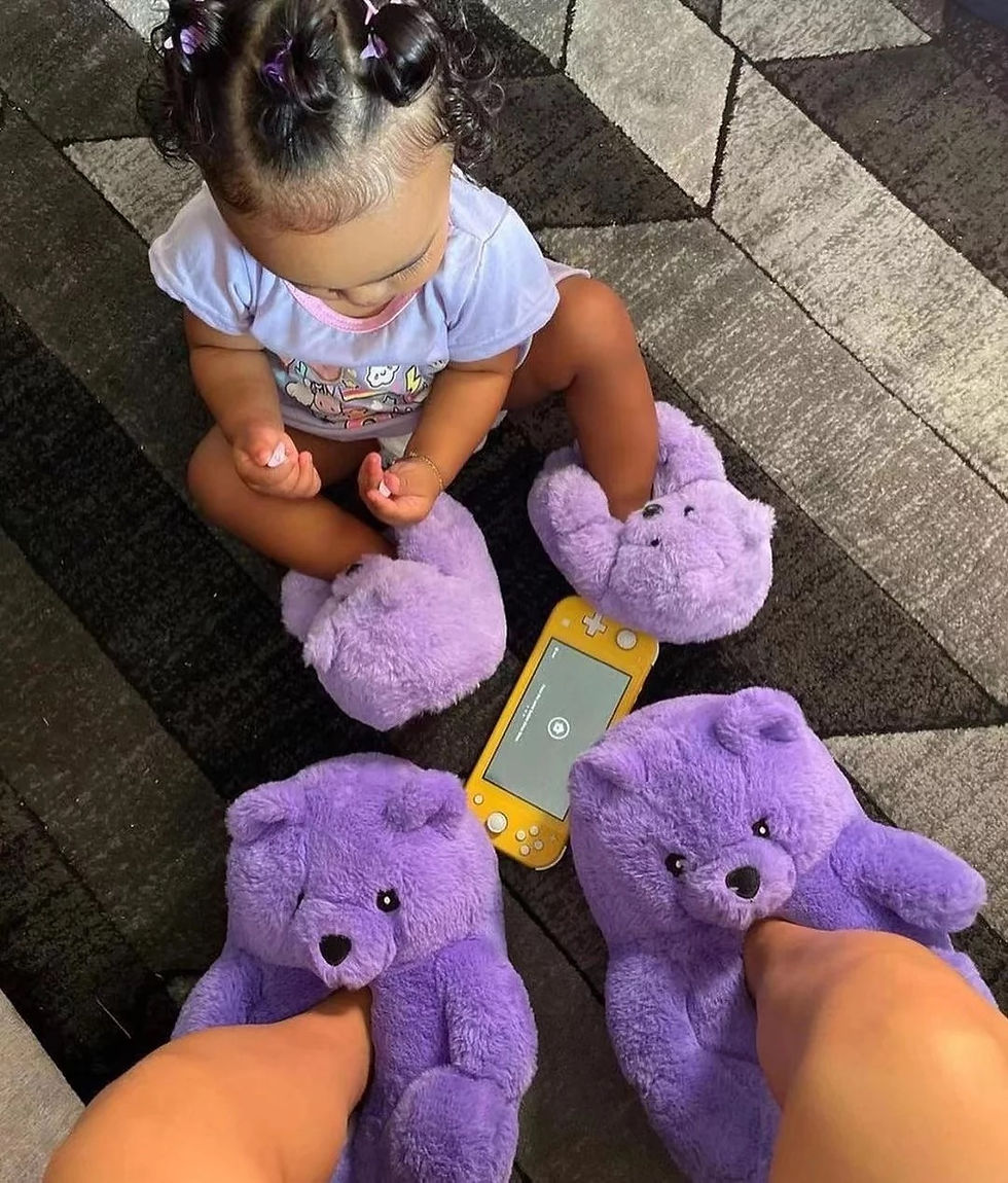 Thumbnail: Mommie & Me Teddy Bear Slippers