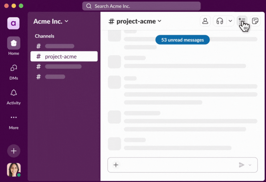 Tóm tắt cuộc trò chuyện và kênh trên Slack