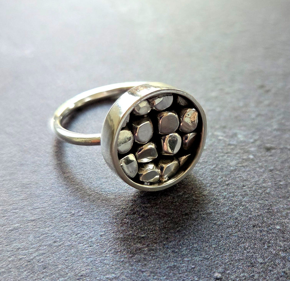 Chunky round artisan silver ring