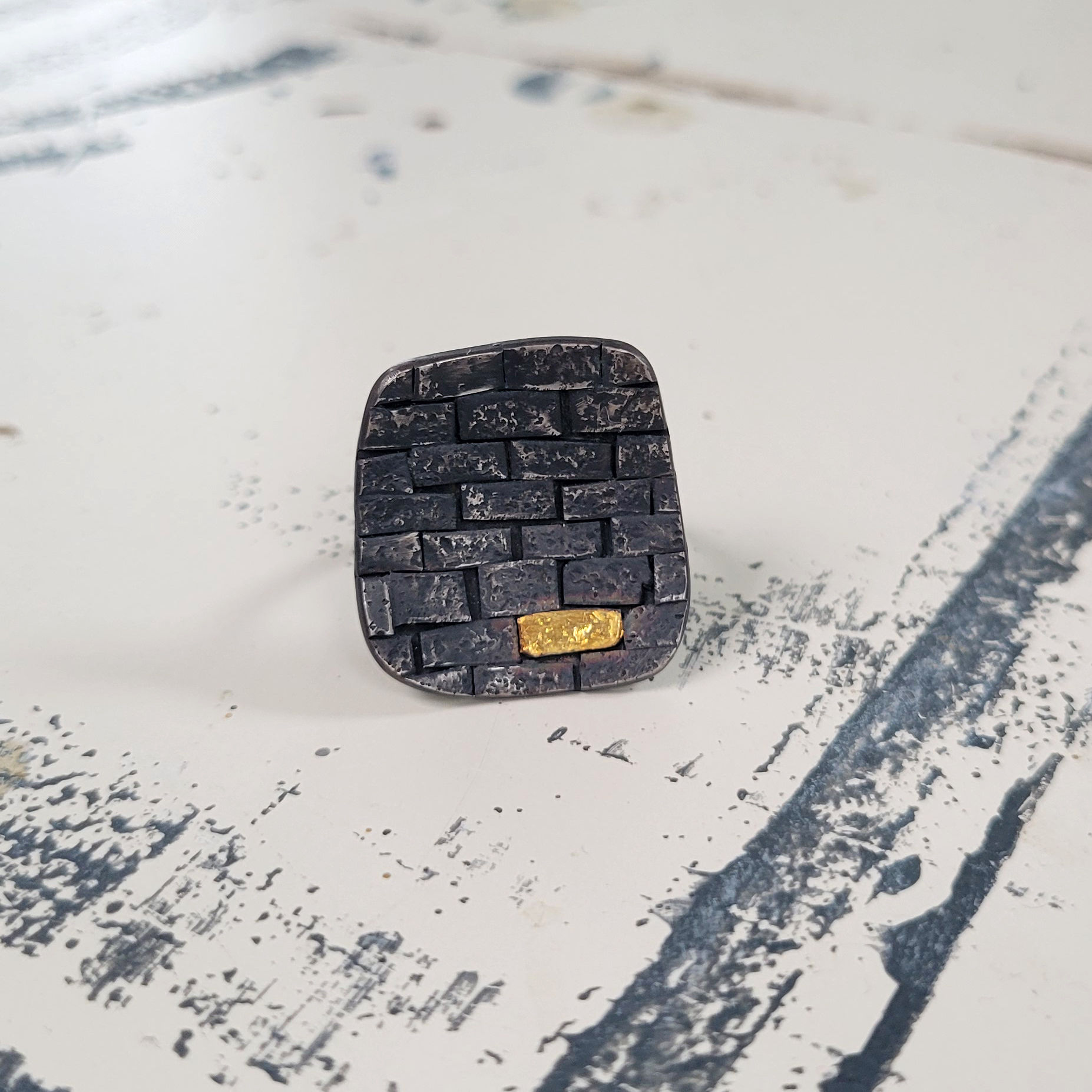 Oxidised silver statement ring