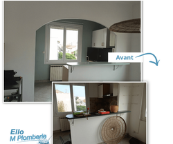 rénovation cuisine vue du séjour carnon