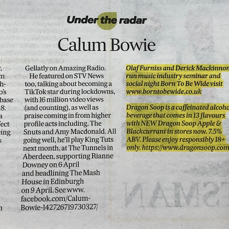 Calum Bowie kick starts the New Year with a feature in the Scotsman.