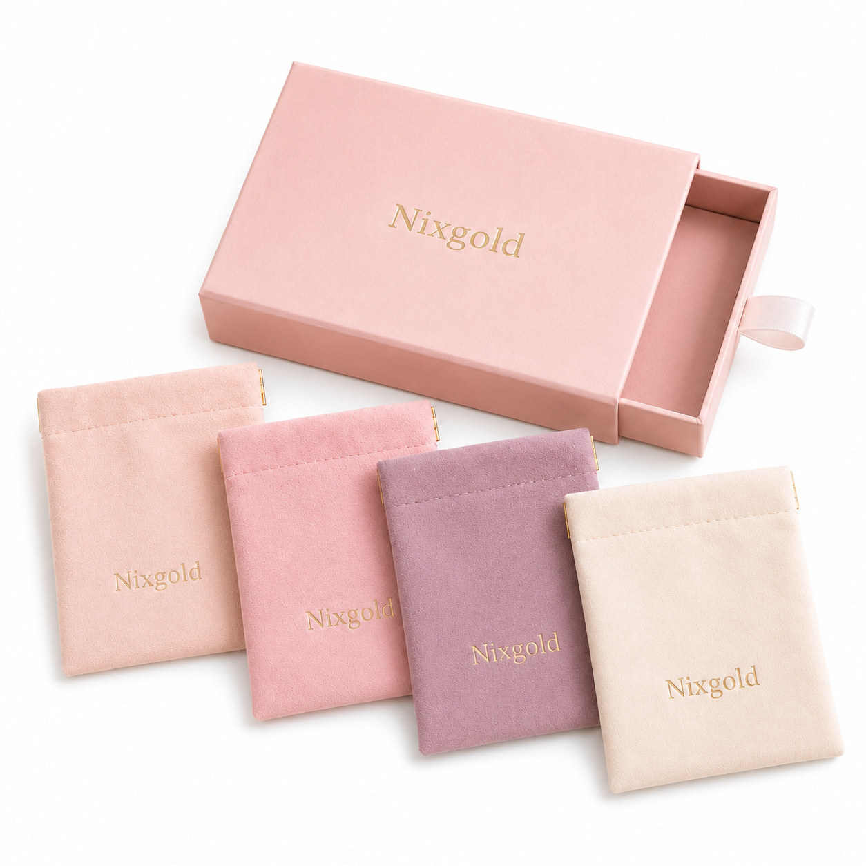 100pcs Pink Collection Soft Suede Jewelry Pouch