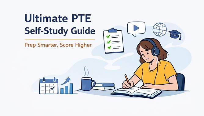 Organized study space for PTE preparation