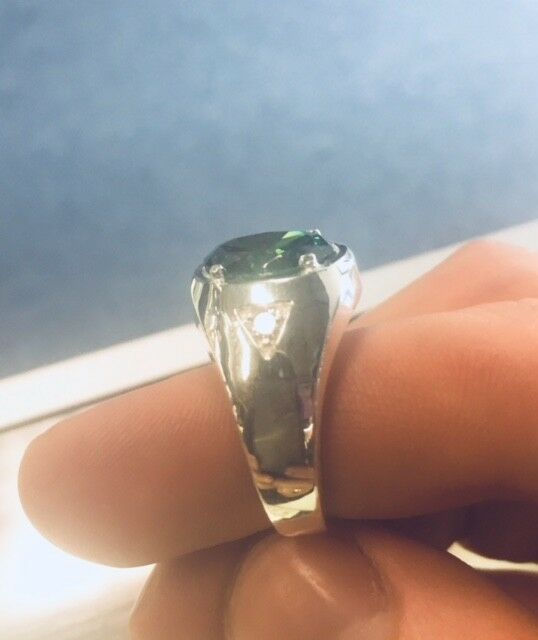 Thumbnail: Emerald Men's Ring Sterling Silver 925 Synthetic Stone available size 6-14
