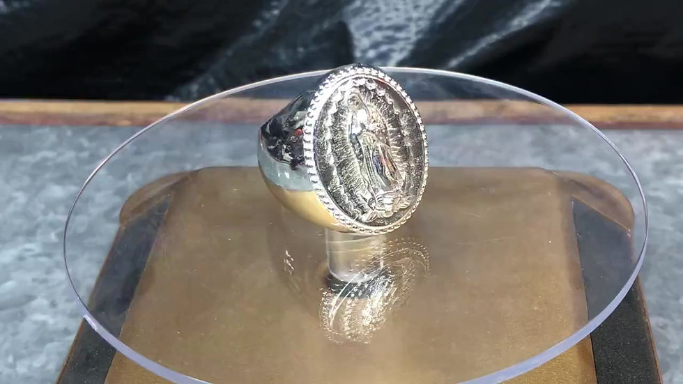 Thumbnail: Large Virgin Mary Our lady of Guadalupe Ring Sterling Silver 925 Sizes 6-14 New!