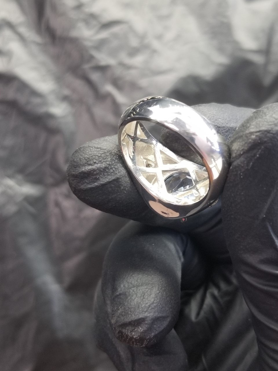 Thumbnail: 925 Sterling Silver Synthetic Ruby Men Ring available size 6-14