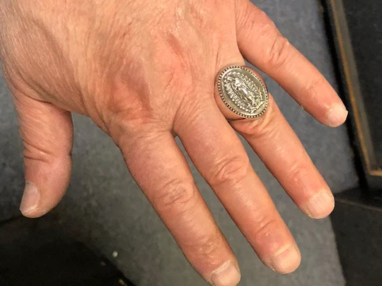 Thumbnail: Large Virgin Mary Our lady of Guadalupe Ring Sterling Silver 925 Sizes 6-14 New!