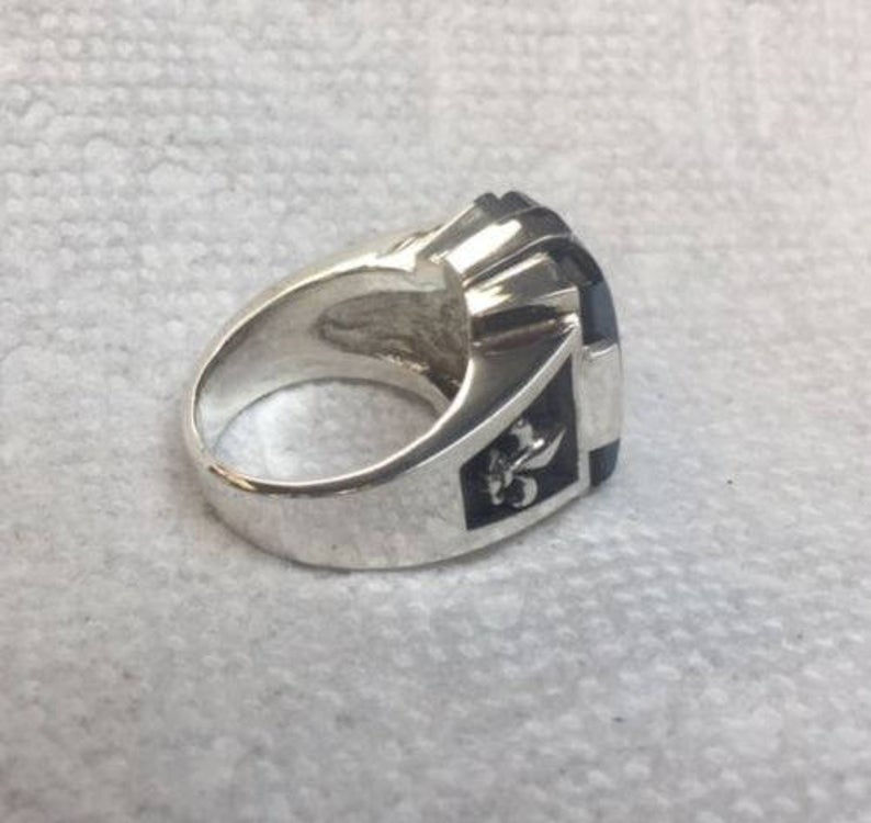 Thumbnail: Sterling Silver 925. Intaglio Roman Soldier Fleur de Lis Mans Ring