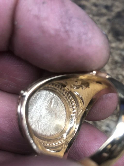Thumbnail: 14K Solid Gold Blessed Virgin Mary Miraculous Men's Ring Sizes 10-14 New!