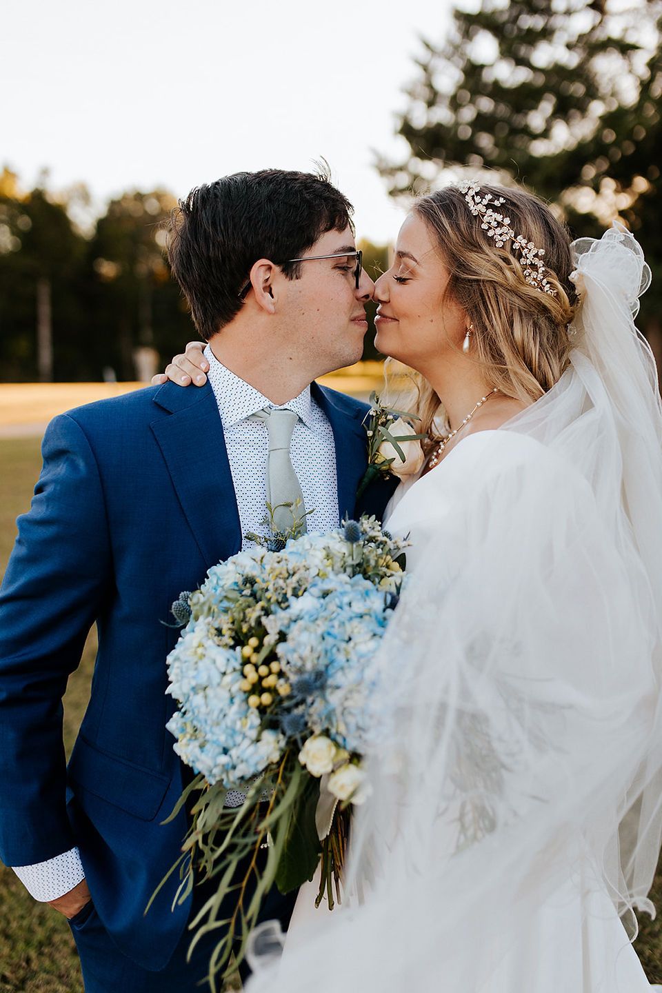 bride and groom gazing into each others eyes
