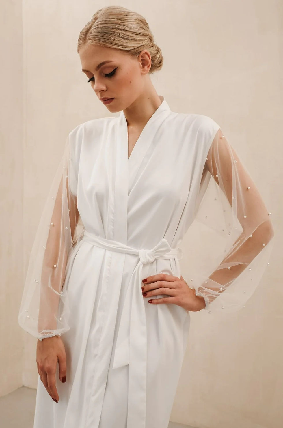 Thumbnail: Pearl Sleeve Bridal Robe