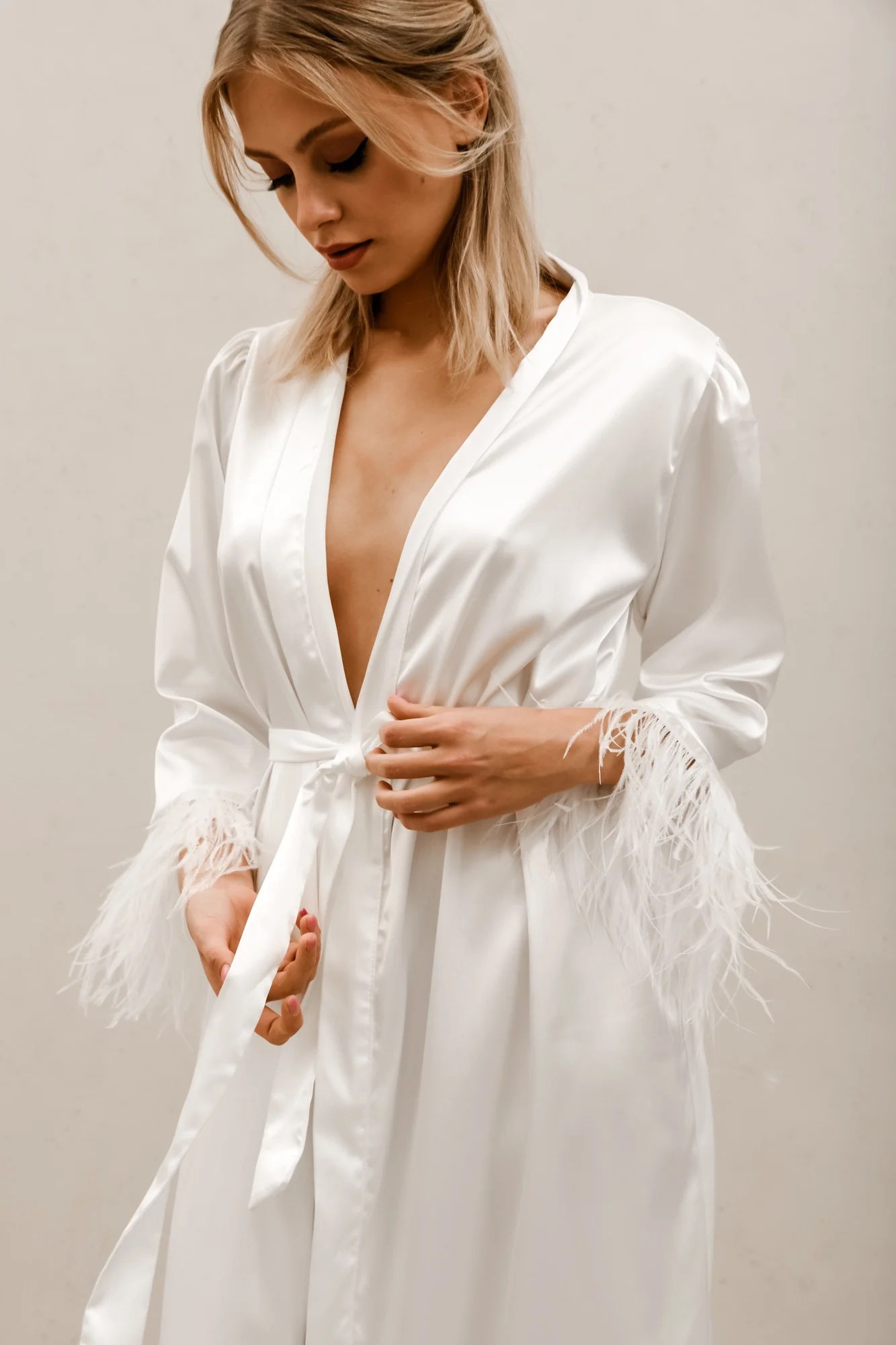 Feather Sleeve Bridal Robe
