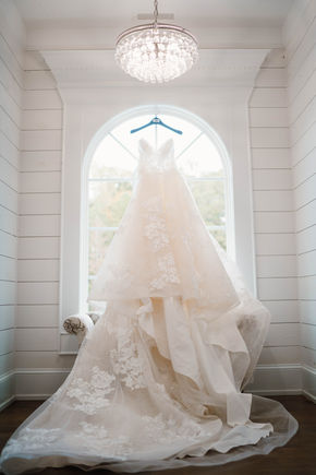 wedding dress on hanger