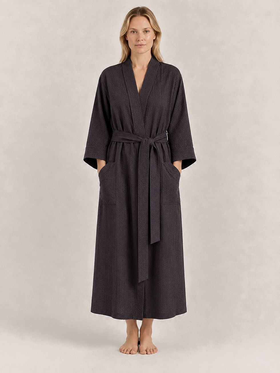Thumbnail: Navy Blue 'Kimono' Bathrobe