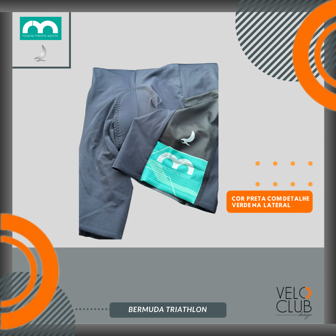 Bermuda de Tri design com detalhe verde - RM Sports