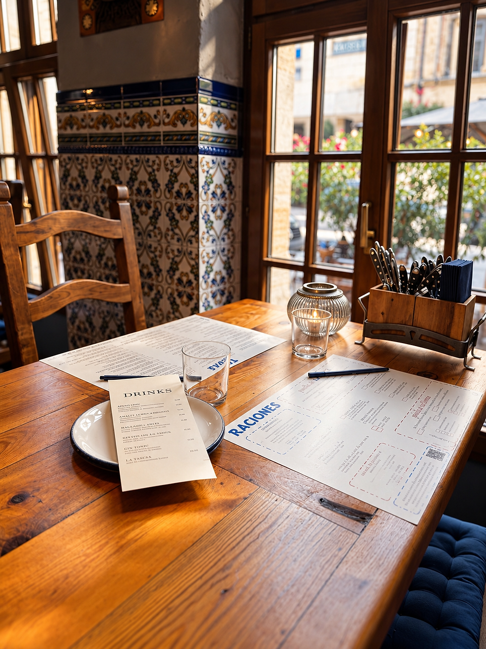 Tisch am Fenster eingedeckt im La Tasca
