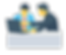pictogramme deux businessmen sur un bureau qui regardet un ordinateur