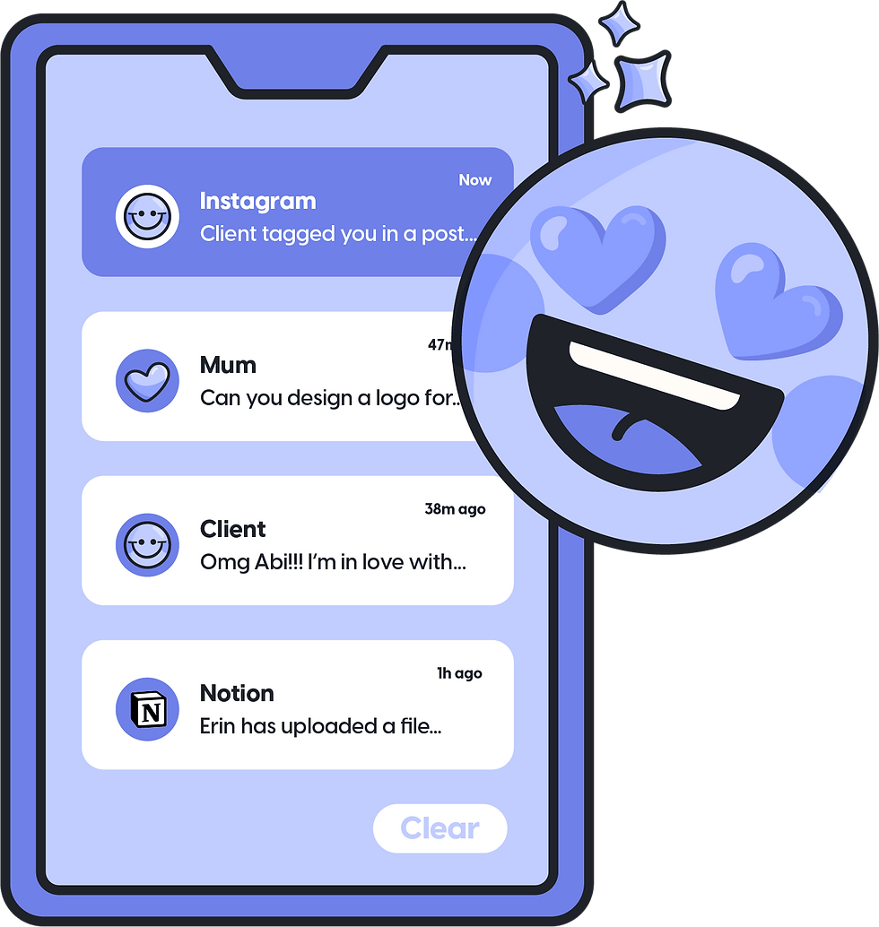 Graphic of phone with notification that states 'client tagged you in a post'.